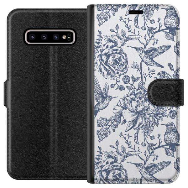 Samsung Galaxy S10+ Lommeboketui Blomster & Fugler - Romantiskt Vintage-stil Mønster