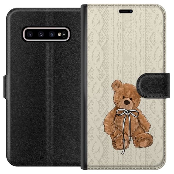 Samsung Galaxy S10+ Lompakkokotelo Pieni Nalle – klassinen nalle yksinkertaisessa muotoilussa