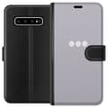 Miniatyrbillede 1 af 3: Samsung Galaxy S10+ Tegnebogsetui Lilla Blomminimalisme - stilfuldt blomstermotiv på lilla baggrund