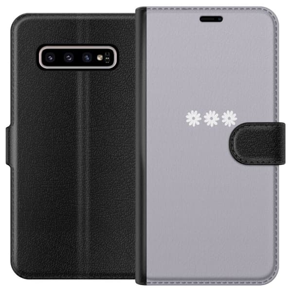 Samsung Galaxy S10+ Plånboksfodral Lila Blomminimalism – stilrent blommotiv på lila bakgrund