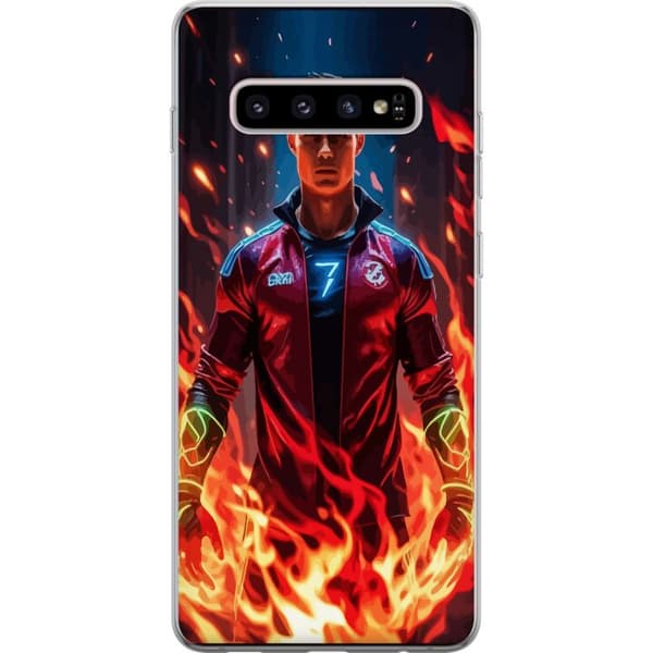 Samsung Galaxy S10+ Genomskinligt Skal Ronaldo Inferno – fotbollshjälte i eldflammor
