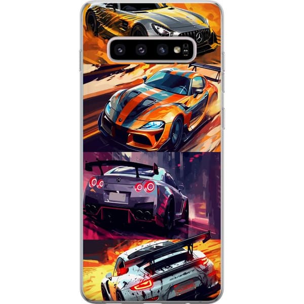 Samsung Galaxy S10+ Gjennomsiktig deksel Rallyfeber - intensivt motiv med rallybiler