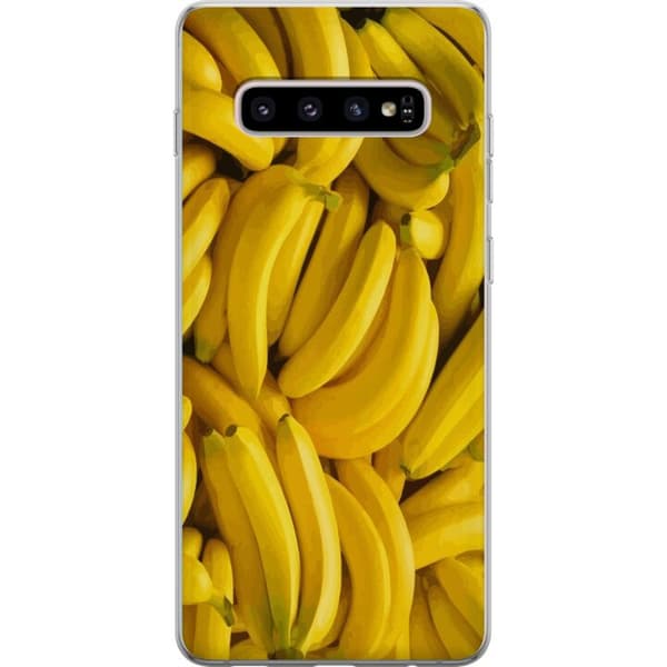 Samsung Galaxy S10+ Genomskinligt Skal Banana Pattern – lekfullt mönster med gula bananer