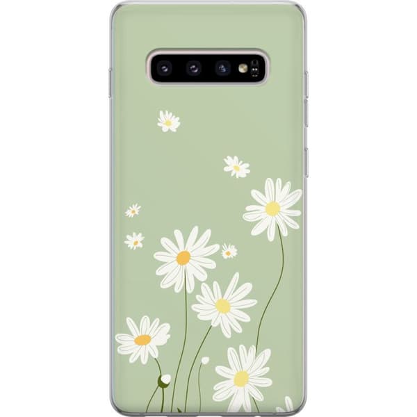 Samsung Galaxy S10+ Genomskinligt Skal Prästkragar – blommigt mönster i svensk sommarstil