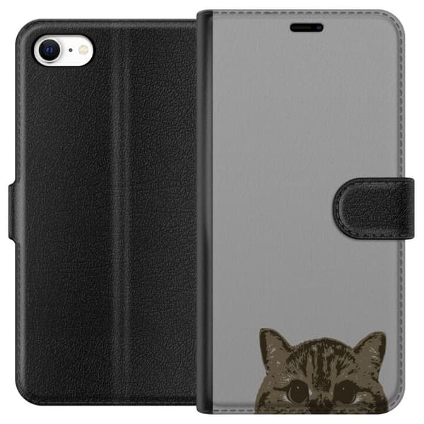 Apple iPhone 6s Lommeboketui Grå Kattblikk - stilren katte design med grå bakgrunn
