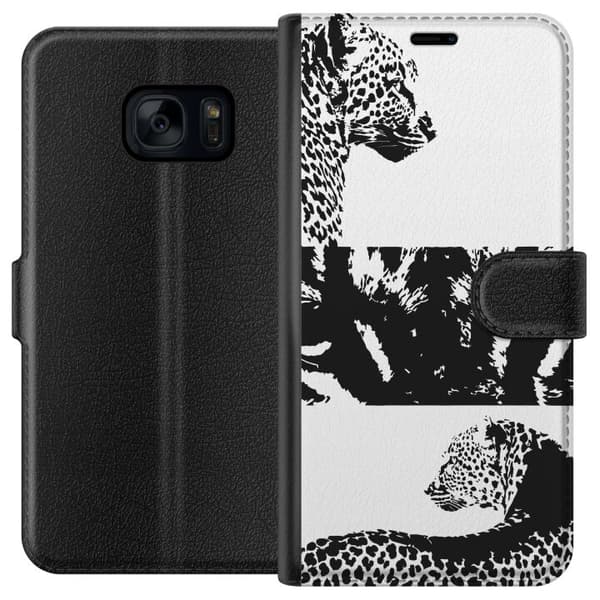 Samsung Galaxy S7 Lompakkokotelo Leopard Faces