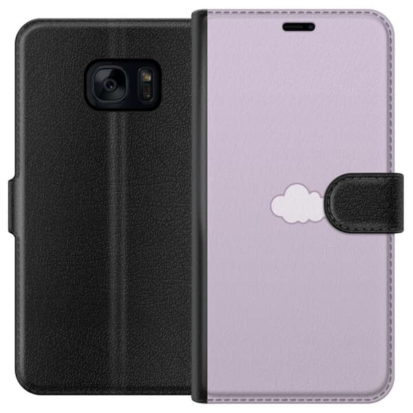 Samsung Galaxy S7 Lompakkokotelo Lila Pilvi - minimalistinen pilvi lila taustalla