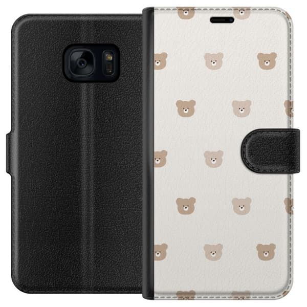 Samsung Galaxy S7 Lompakkokotelo Teddy-tausta - söpöt teddykarhut pehmeällä taustalla