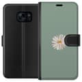 Miniatyrbillede 1 af 3: Samsung Galaxy S7 Tegnebogsetui Grøn Minimalblomst - stilfuld blomst på grøn baggrund