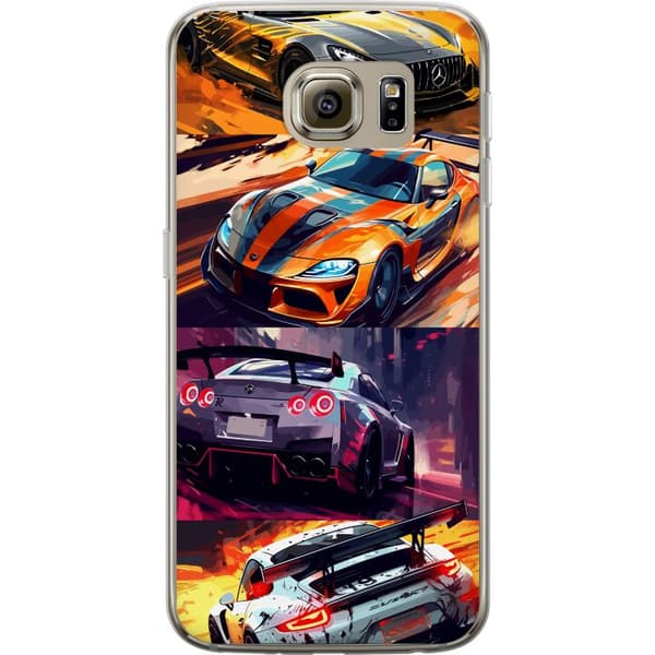 Samsung Galaxy S6 Gennemsigtig cover Rallyfeber - fartfyldt motiv med rallybiler