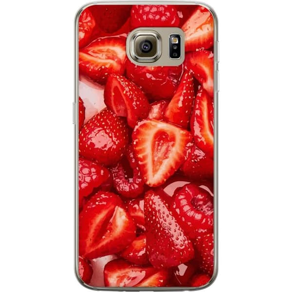 Samsung Galaxy S6 Gjennomsiktig deksel Jordbærmønster - søtt motiv med sommerfølelse