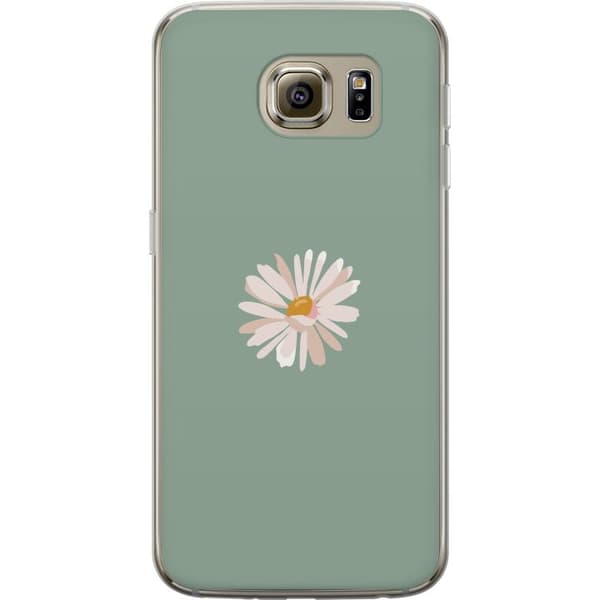 Samsung Galaxy S6 Gennemsigtig cover Grøn Minimalblomst - stilfuld blomst på grøn baggrund