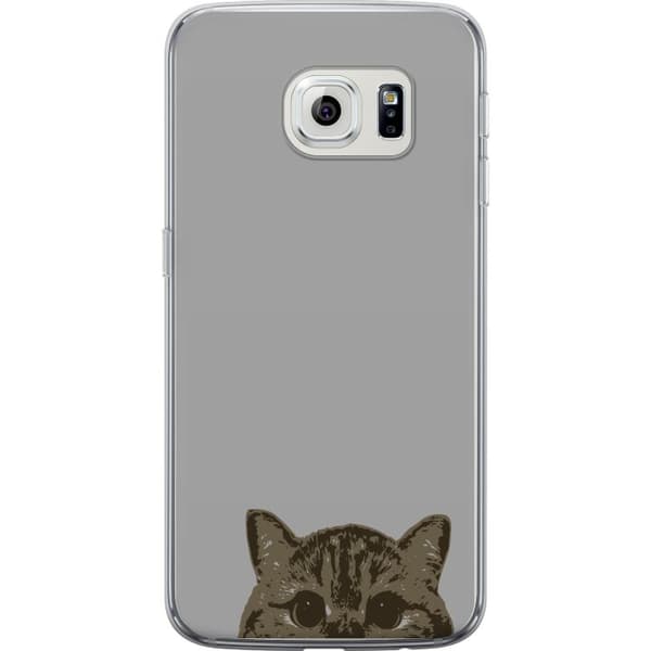 Samsung Galaxy S6 edge Genomskinligt Skal Grå Kattblick – stilren kattdesign med grå bakgrund