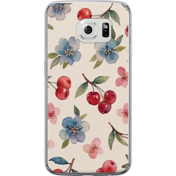 Samsung Galaxy S6 edge Genomskinligt Skal Bär & Blommor – mönster med blå blommor och skogsbär