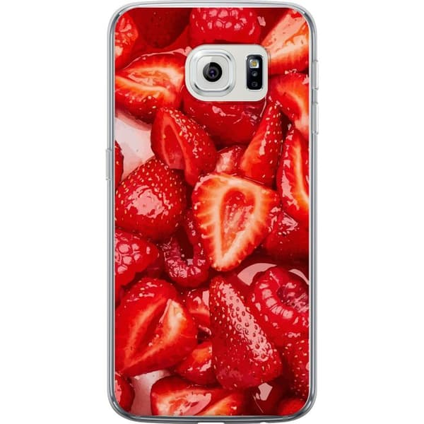 Samsung Galaxy S6 edge Genomskinligt Skal Jordgubbsmönster – sött motiv med sommarkänsla