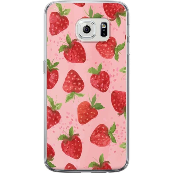 Samsung Galaxy S6 edge Gennemsigtig cover Jordbærdrømme - Retro-stil jordbærmønster