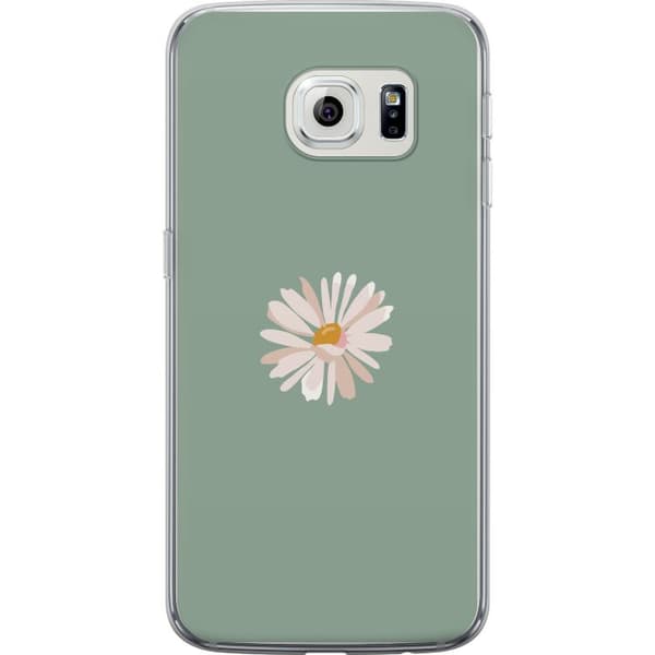 Samsung Galaxy S6 edge Gjennomsiktig deksel Grønn Minimalblomst - stilren blomst på grønn bakgrunn