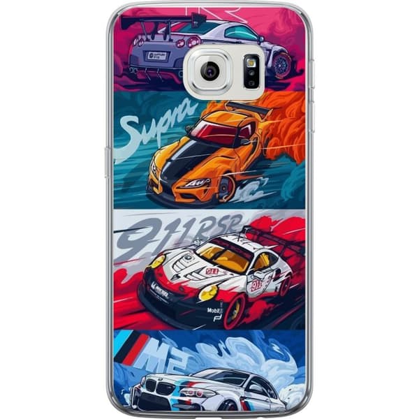 Samsung Galaxy S6 edge Gennemsigtig cover Hurtige Biler - Tegnet Mønster med Action