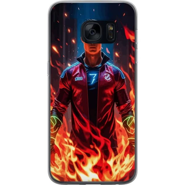 Samsung Galaxy S7 Läpinäkyvä kuori Ronaldo Inferno - jalkapallolegenda liekeissä