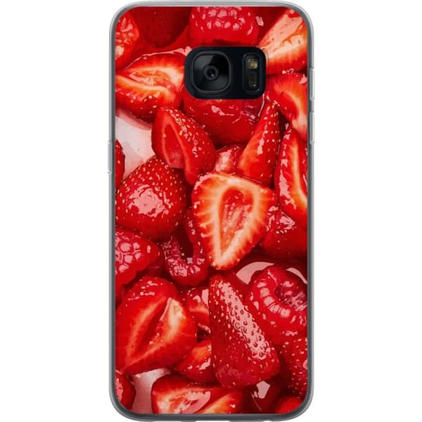 Samsung Galaxy S7 Läpinäkyvä kuori Mansikkakuviointi - makea motiivi kesäfiiliksellä