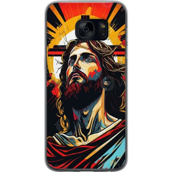 Samsung Galaxy S7 Läpinäkyvä kuori Jeesus ja Kortti - uskonnollinen motiivi syvällä symboliikalla