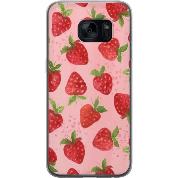 Samsung Galaxy S7 Gennemsigtig cover Jordbærdrømme - Retro-stil jordbærmønster