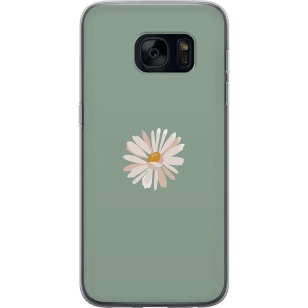 Samsung Galaxy S7 Gennemsigtig cover Grøn Minimalblomst - stilfuld blomst på grøn baggrund