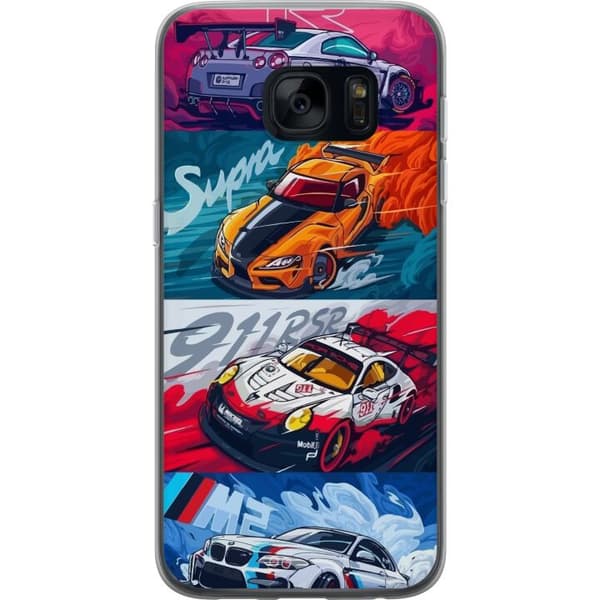 Samsung Galaxy S7 Läpinäkyvä kuori Nopeat Autot - Piirretty Kuvio Toiminnalla