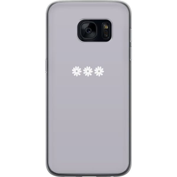 Samsung Galaxy S7 Gennemsigtig cover Lilla Blomminimalisme - stilfuldt blomstermotiv på lilla baggrund