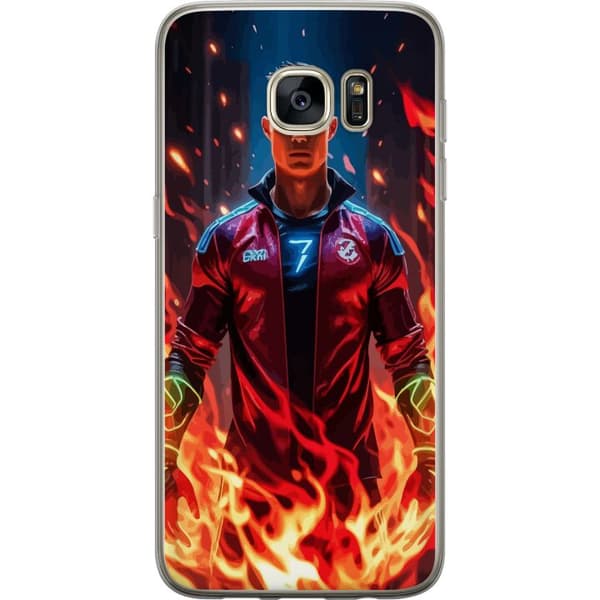 Samsung Galaxy S7 edge Gjennomsiktig deksel Ronaldo Inferno - fotballhelt i flammer