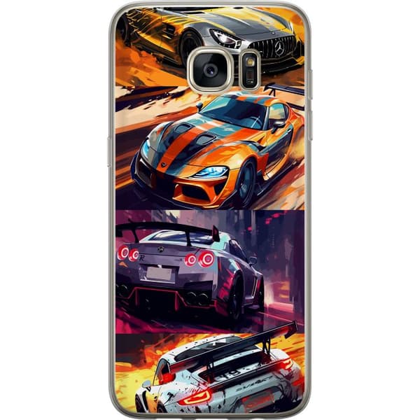 Samsung Galaxy S7 edge Läpinäkyvä kuori Ralli kuume - vauhdikas teema ralliautoilla