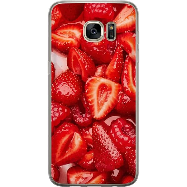Samsung Galaxy S7 edge Läpinäkyvä kuori Mansikkakuviointi - makea motiivi kesäfiiliksellä
