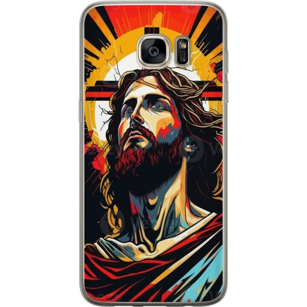 Samsung Galaxy S7 edge Gennemsigtig cover Jesus & Kort - religiøst motiv med dyb symbolik