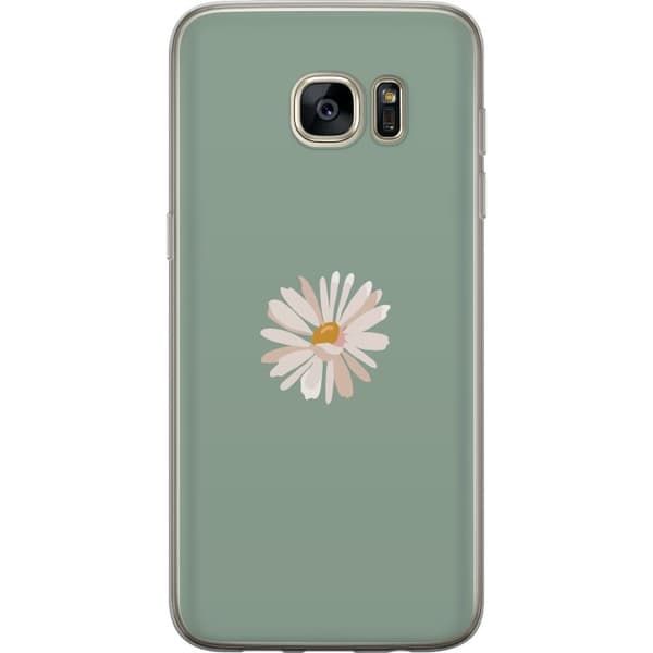 Samsung Galaxy S7 edge Gennemsigtig cover Grøn Minimalblomst - stilfuld blomst på grøn baggrund