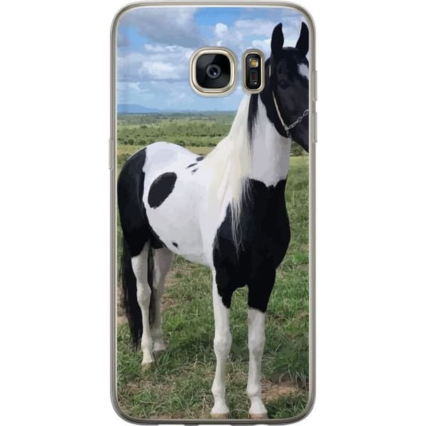 Samsung Galaxy S7 edge Gennemsigtig cover Hestemagi - stiliseret hest i en rolig farveskala