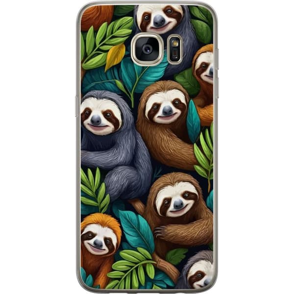 Samsung Galaxy S7 edge Gennemsigtig cover Sengångarstil - afslappet motiv med sød dovendyr