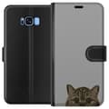 Miniatyrbillede 1 af 3: Samsung Galaxy S8 Tegnebogsetui Grå Katteblik - stilfuld kat design med grå baggrund