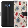 Miniatyrbillede 1 af 3: Samsung Galaxy S8 Tegnebogsetui Bær & Blomster - mønster med blå blomster og skovbær