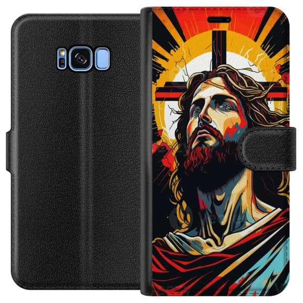 Samsung Galaxy S8 Tegnebogsetui Jesus & Kort - religiøst motiv med dyb symbolik