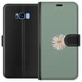 Miniatyrbillede 1 af 3: Samsung Galaxy S8 Tegnebogsetui Grøn Minimalblomst - stilfuld blomst på grøn baggrund