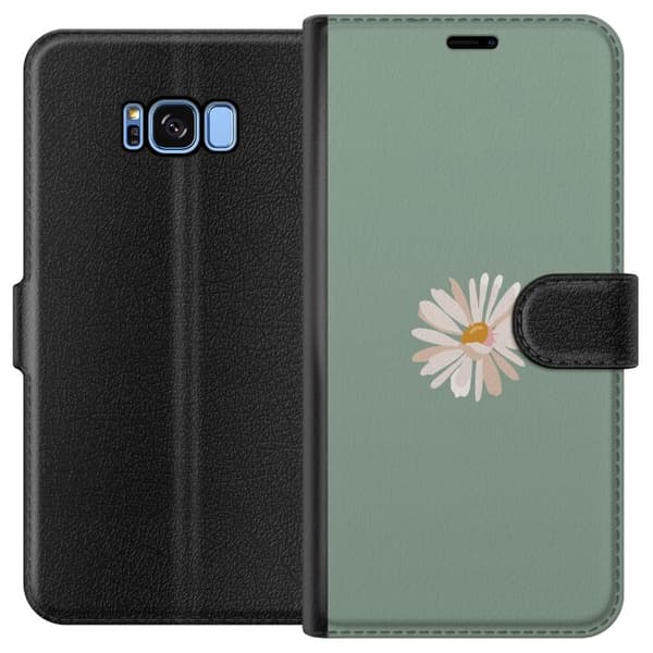 Samsung Galaxy S8 Tegnebogsetui Grøn Minimalblomst - stilfuld blomst på grøn baggrund