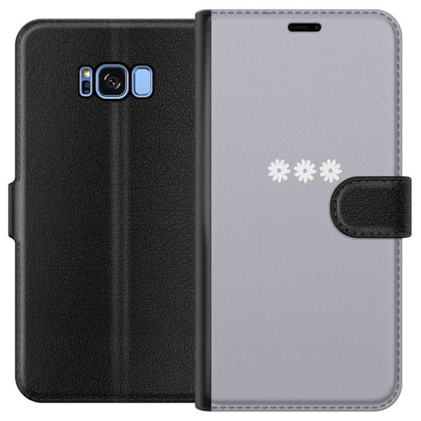 Samsung Galaxy S8 Lommeboketui Lilla Blomminimalisme - stilig blomstermotiv på lilla bakgrunn