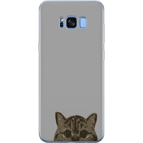 Samsung Galaxy S8 Gjennomsiktig deksel Grå Kattblikk - stilren katte design med grå bakgrunn