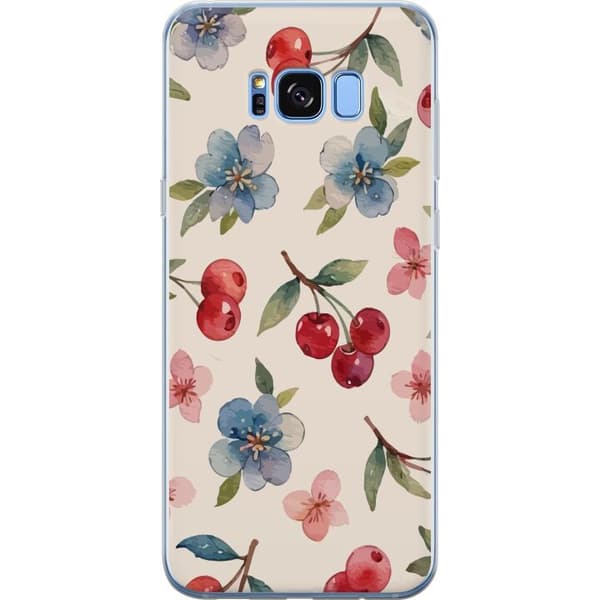 Samsung Galaxy S8 Gjennomsiktig deksel Bær & Blomster - mønster med blå blomster og skogsbær
