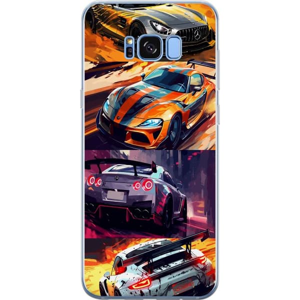 Samsung Galaxy S8 Gennemsigtig cover Rallyfeber - fartfyldt motiv med rallybiler