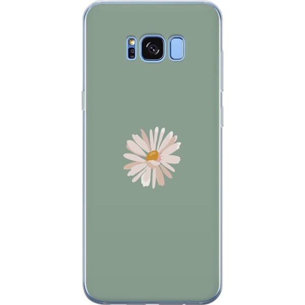 Samsung Galaxy S8 Gennemsigtig cover Grøn Minimalblomst - stilfuld blomst på grøn baggrund