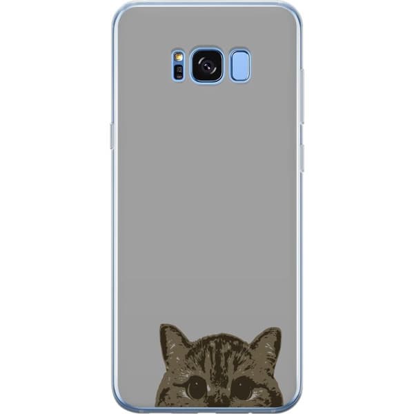 Samsung Galaxy S8+ Läpinäkyvä kuori Harmaa kissan katse - tyylikäs kissa suunnittelu harmaalla taustalla