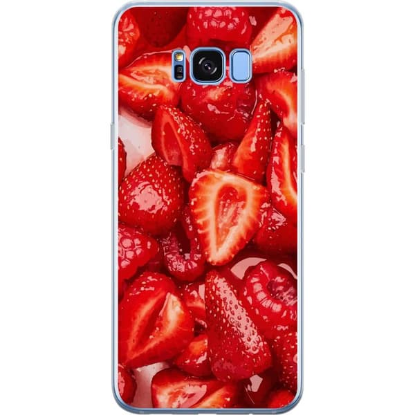 Samsung Galaxy S8+ Genomskinligt Skal Jordgubbsmönster – sött motiv med sommarkänsla