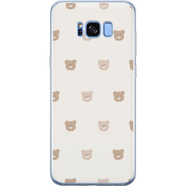 Samsung Galaxy S8+ Genomskinligt Skal Teddy Background – gulliga nallar mot mjuk bakgrund