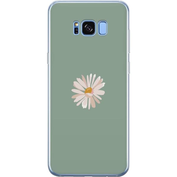 Samsung Galaxy S8+ Gennemsigtig cover Grøn Minimalblomst - stilfuld blomst på grøn baggrund